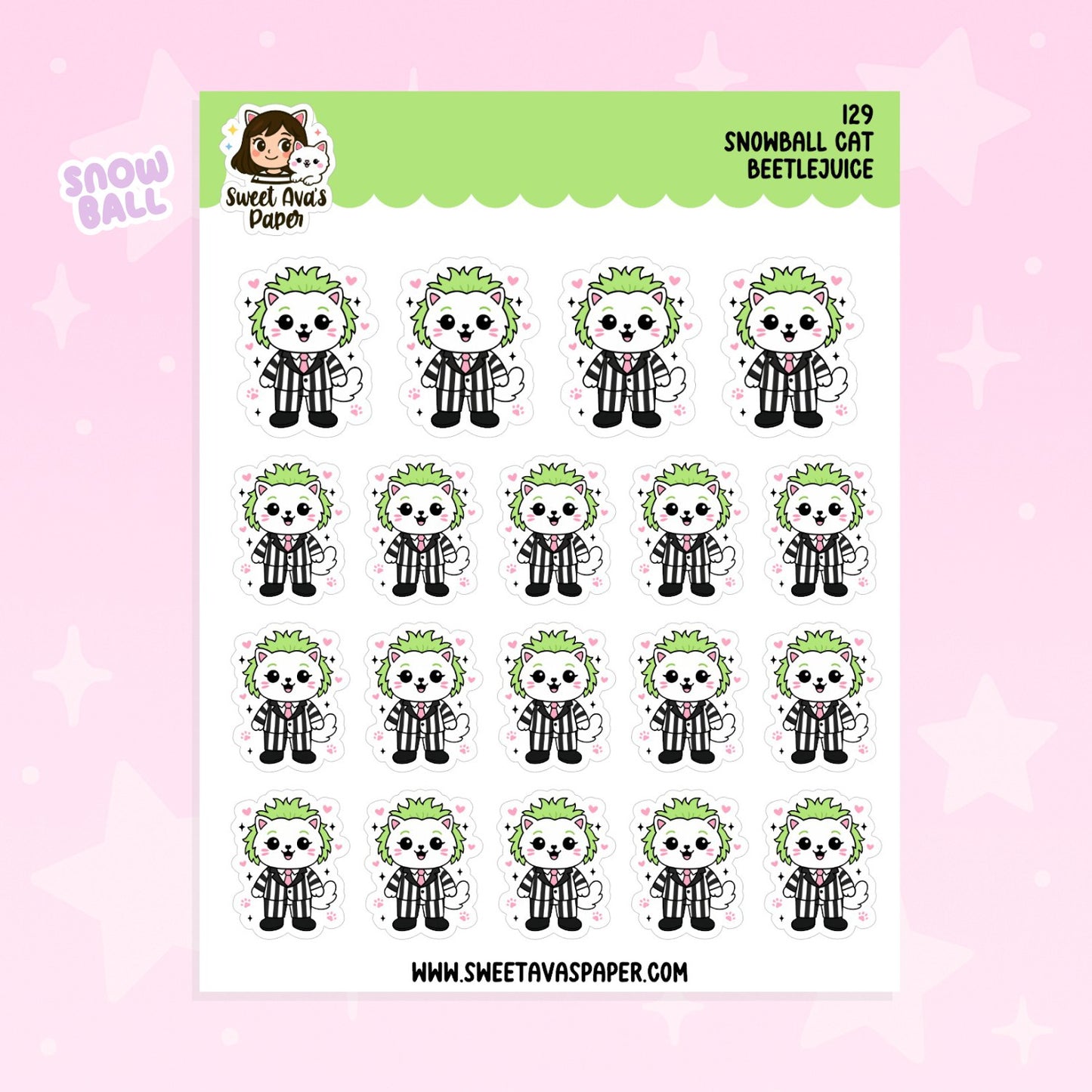 Snowball the Cat Planner Stickers – Beetlejuice [129]