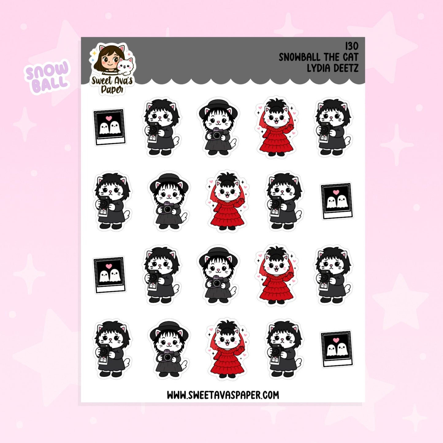 Snowball the Cat Planner Stickers – Beetlejuice Lydia [130]