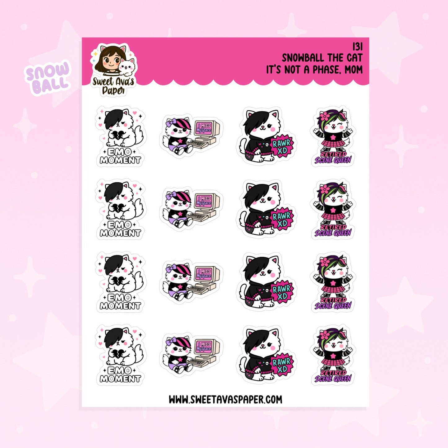 Snowball the Cat Planner Stickers – Scene Cat [131]