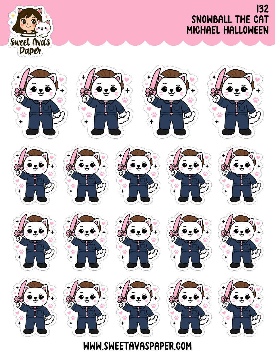 Snowball the Cat Planner Stickers – Michael Halloween [132]