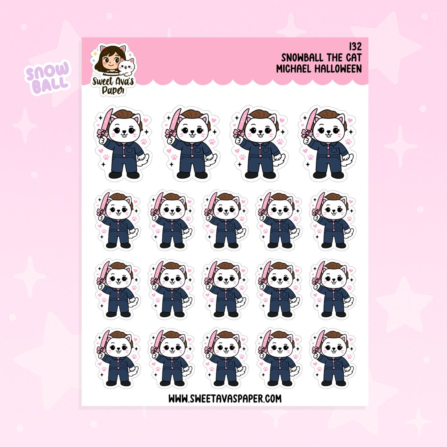 Snowball the Cat Planner Stickers – Michael Halloween [132]