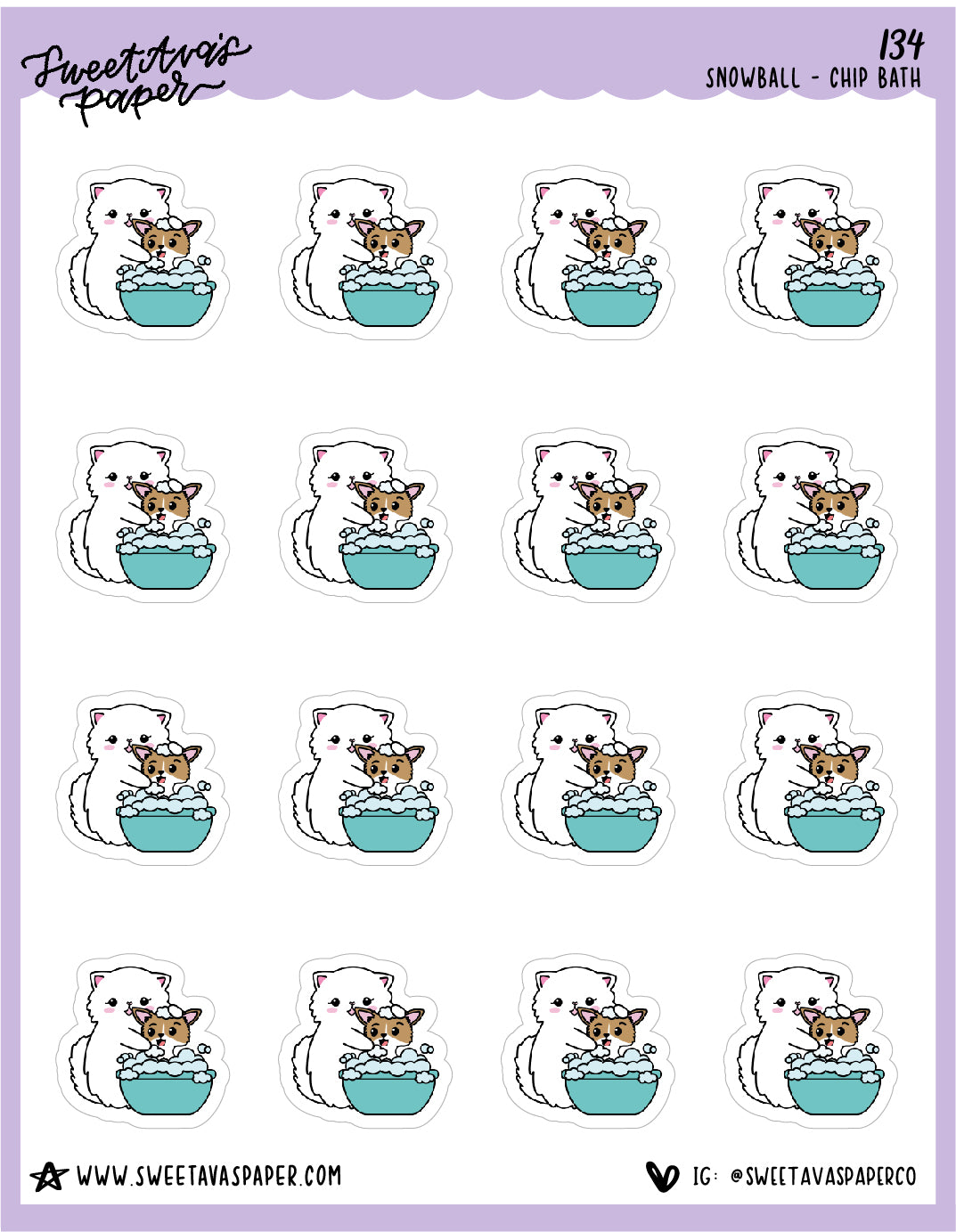 Wash the Dog Stickers - Snowball The Cat - [134]