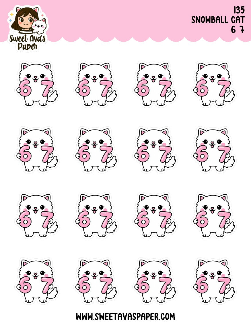 Snowball the Cat Planner Stickers – 6 7 [135]
