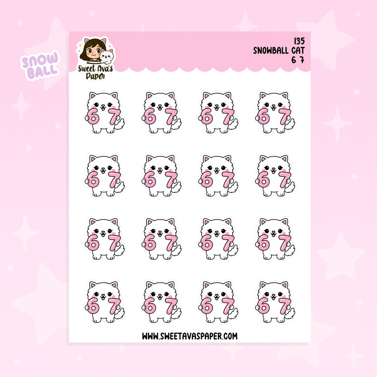 Snowball the Cat Planner Stickers – 6 7 [135]