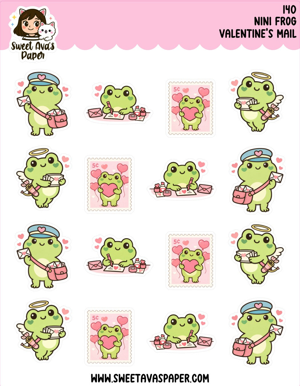 Nini Frog Planner Stickers – Valentine's Day [140]