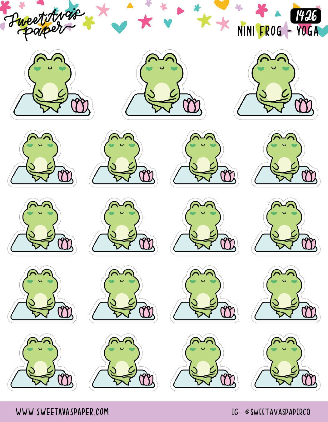 Yoga Planner Stickers - Meditation Planner Stickers - Character Planner Stickers - Nini Frog - [1426]