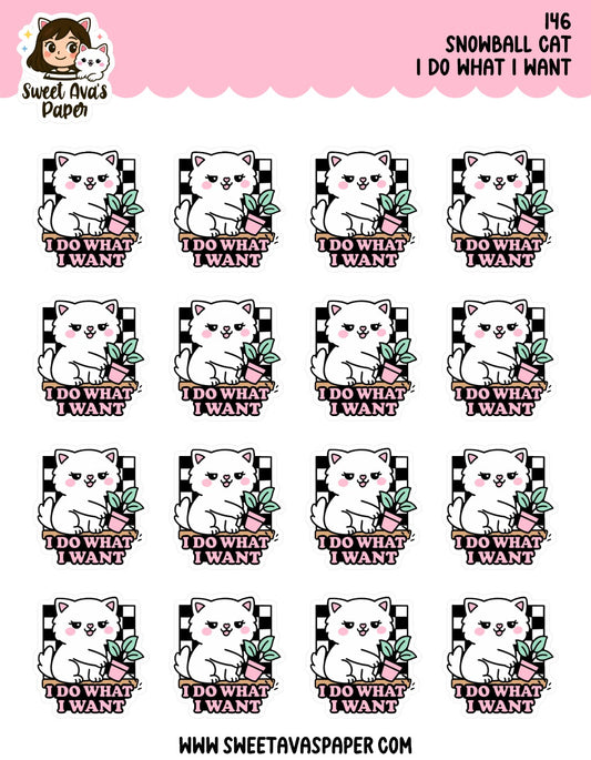 Snowball the Cat Planner Stickers - I Do What I Want [146]