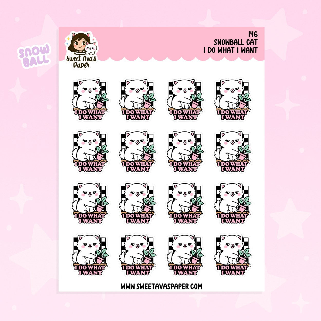 Snowball the Cat Planner Stickers - I Do What I Want [146]