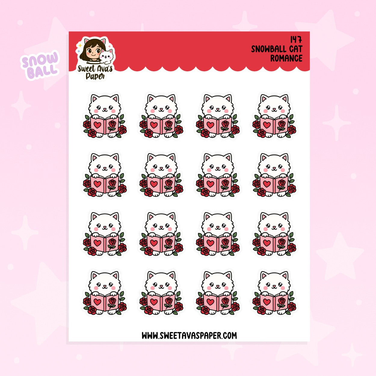 Snowball the Cat Planner Stickers - Romace Novel - [147]