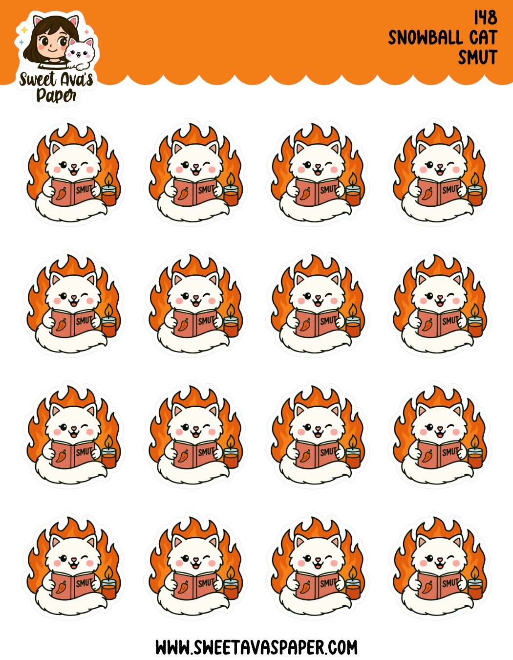Snowball the Cat Planner Stickers - Smut Reading Novel - [148]