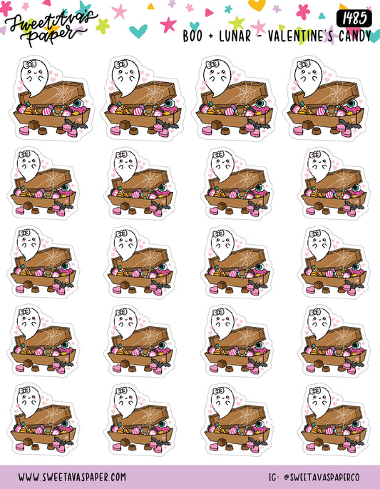 Valentine's Candy Filled Coffin Planner Stickers - Boo and Lunar - [1485]