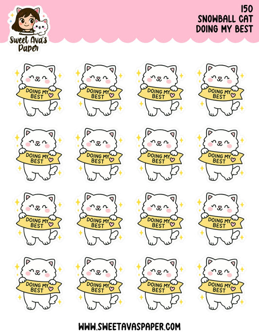 Snowball the Cat Planner Stickers - Doing My Best [150]