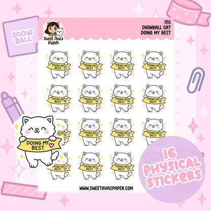Snowball the Cat Planner Stickers - Doing My Best [150]