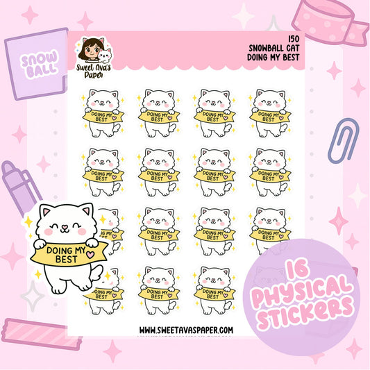 Snowball the Cat Planner Stickers - Doing My Best [150]