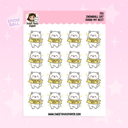 Snowball the Cat Planner Stickers - Doing My Best [150]