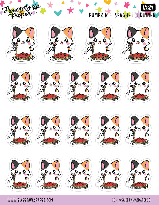 Spaghetti Night Planner Stickers - Pumpkin The Calico [1524]