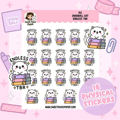 Snowball the Cat Planner Stickers - Endless TBR [152]
