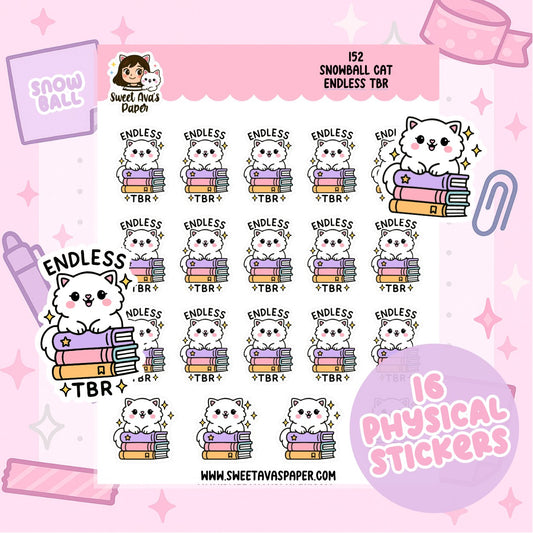 Snowball the Cat Planner Stickers - Endless TBR [152]