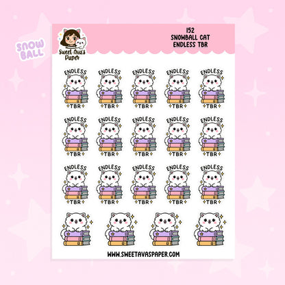Snowball the Cat Planner Stickers - Endless TBR [152]
