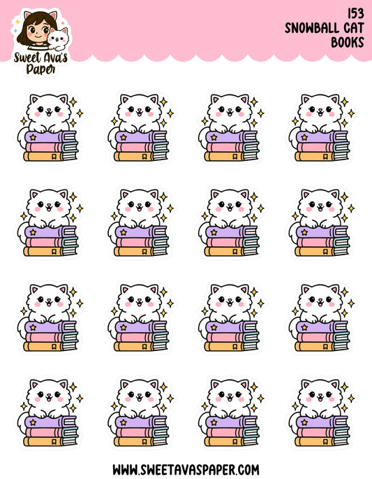 Snowball the Cat Planner Stickers - Book Stack [153]