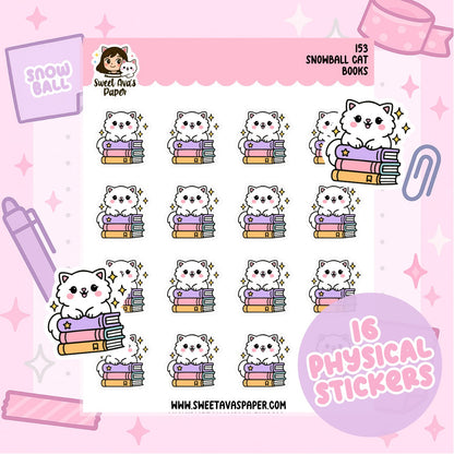 Snowball the Cat Planner Stickers - Book Stack [153]