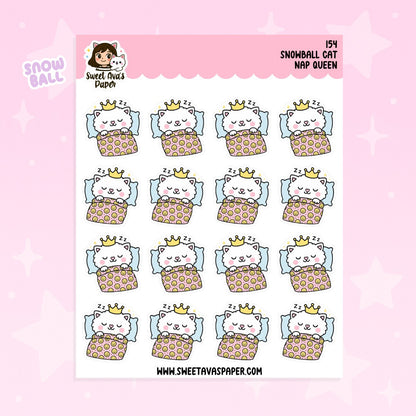 Nap Queen - Snowball the Cat Planner Stickers  [154]