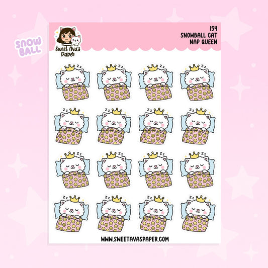 Nap Queen - Snowball the Cat Planner Stickers  [154]