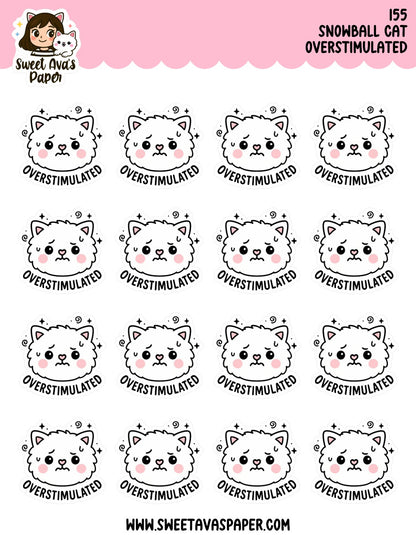 Overstimulated - Snowball the Cat Planner Stickers  [155]