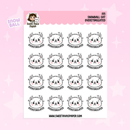 Overstimulated - Snowball the Cat Planner Stickers  [155]