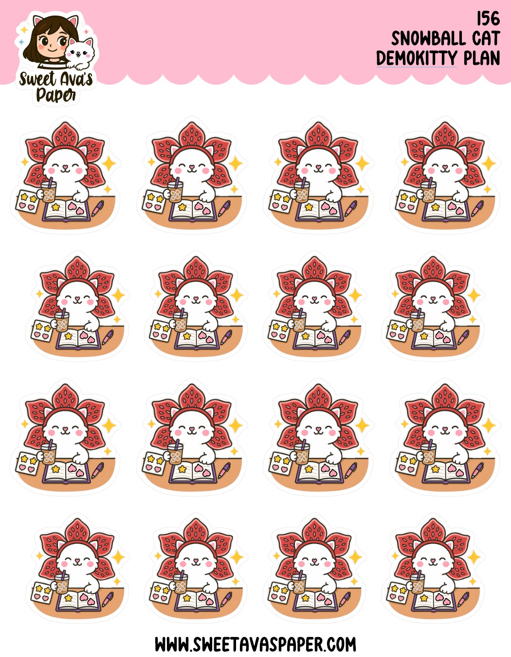 Stranger Plans - Snowball the Cat Planner Stickers  [156]