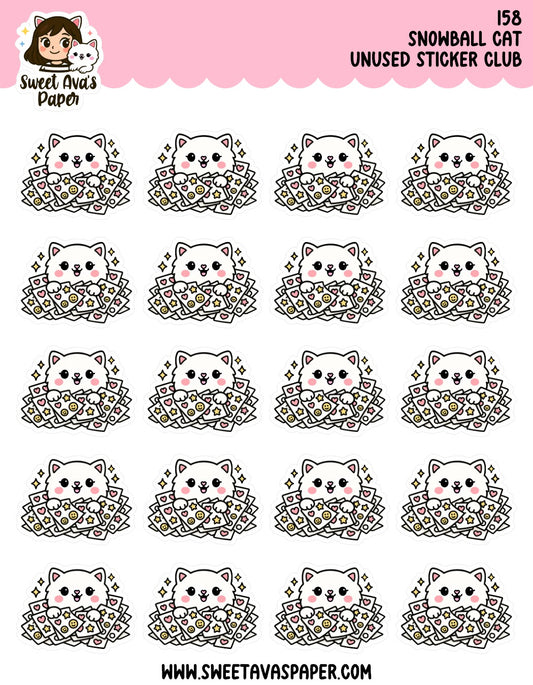 Unused Sticker Club - Snowball the Cat Planner Stickers  [158]
