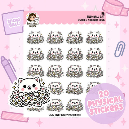 Unused Sticker Club - Snowball the Cat Planner Stickers  [158]