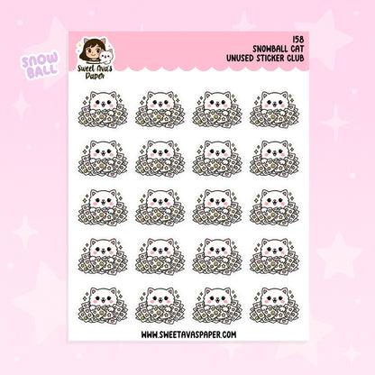 Unused Sticker Club - Snowball the Cat Planner Stickers  [158]