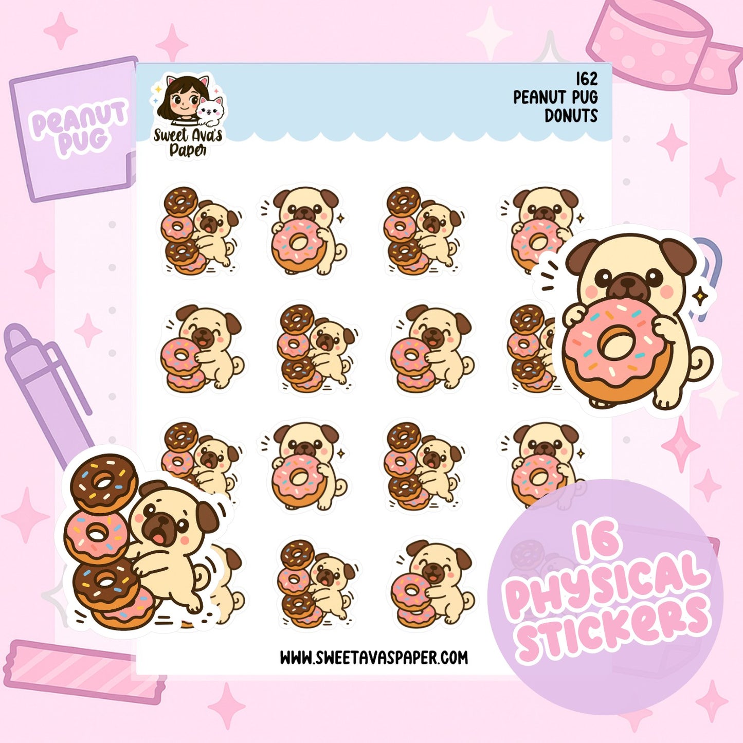 Donut Stack  - Peanut Pug Planner Stickers – [162]