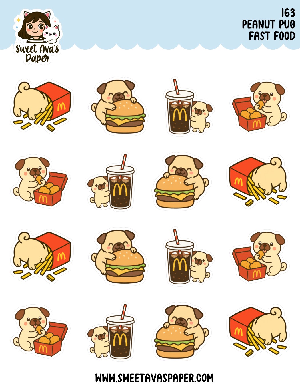 Fast Food - Peanut Pug Planner Stickers – [163]