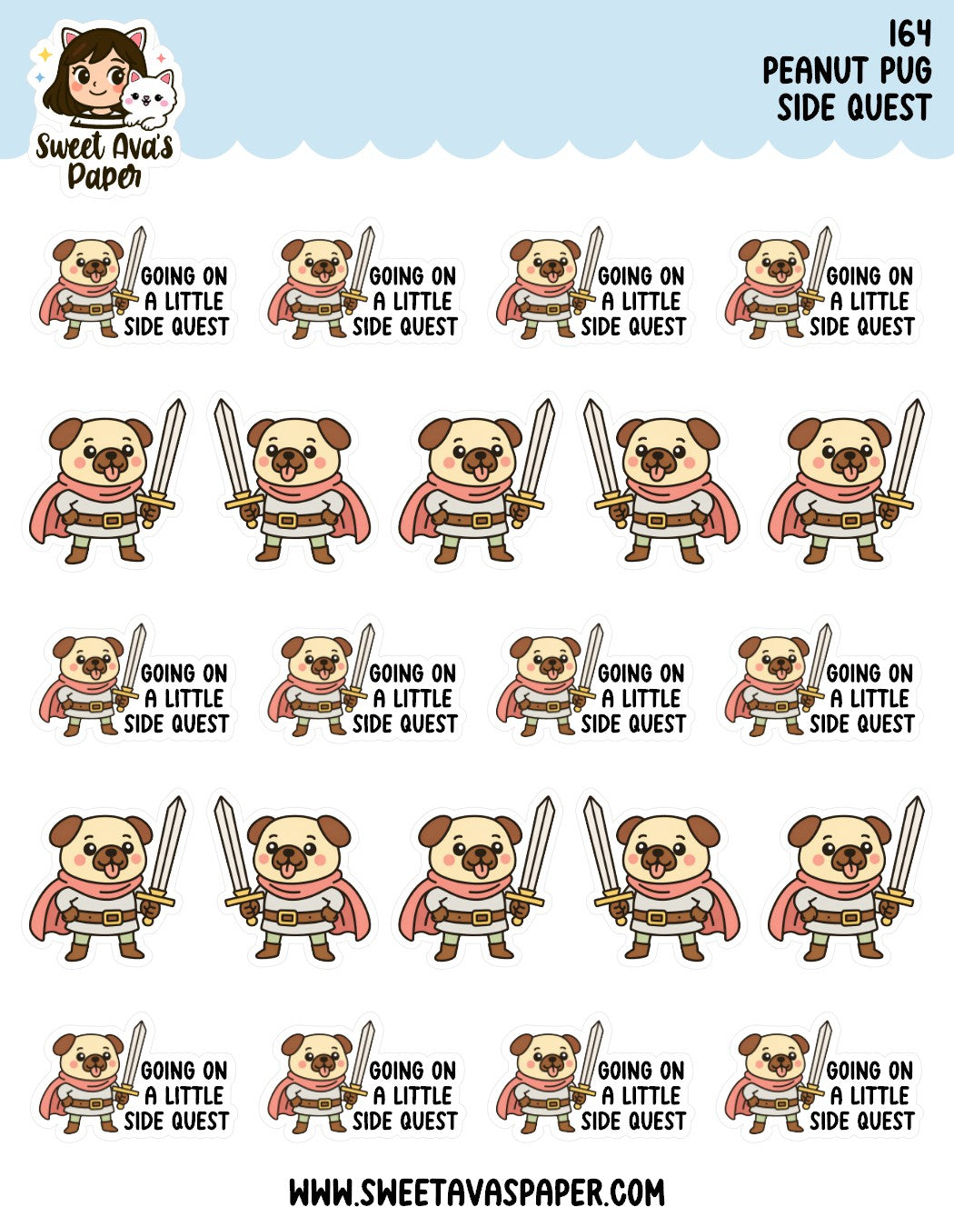 Side Quest - Peanut Pug Planner Stickers – [164]