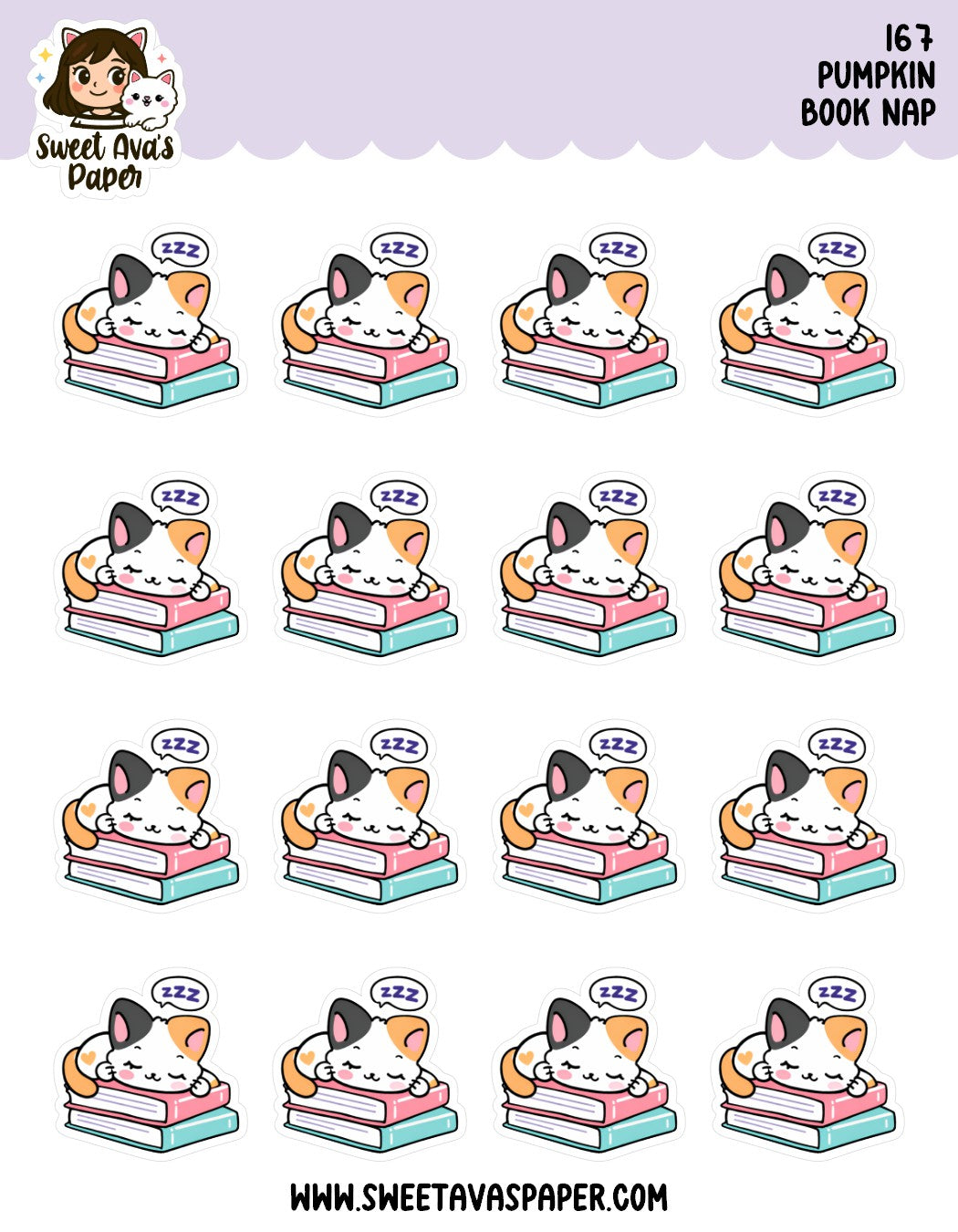 Pumpkin The Calico Cat Nap Book Planner Stickers