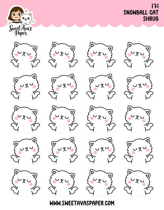 Snowball Cat Shrug Planner Stickers