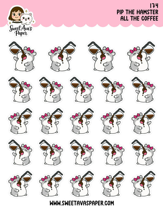 Pip The Hamster All The Coffee Planner Stickers