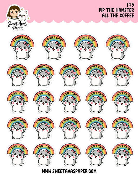 Pip The Hamster I Don't Care Planner Stickers
