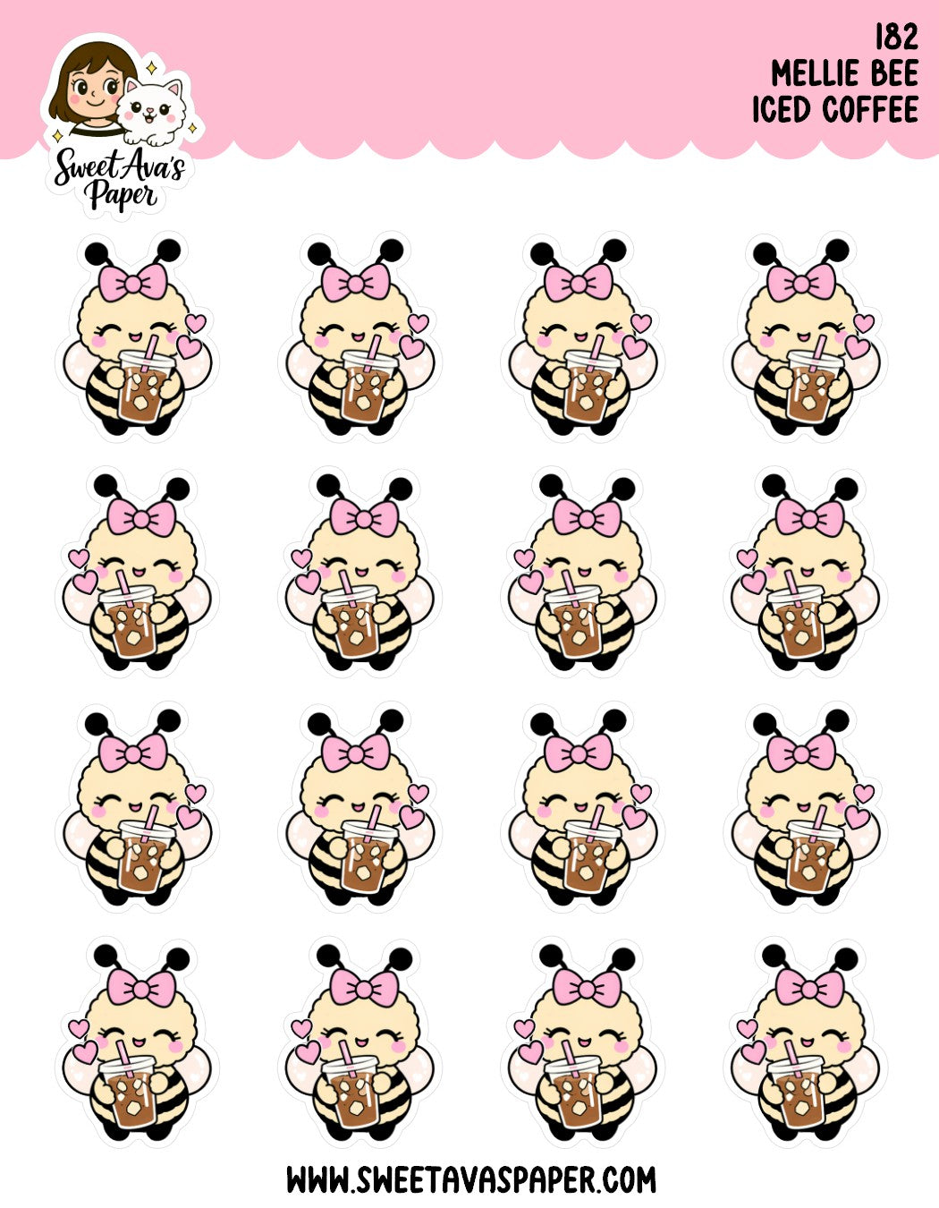 Mellie Bee Iced Coffee Planner Stickers [182]