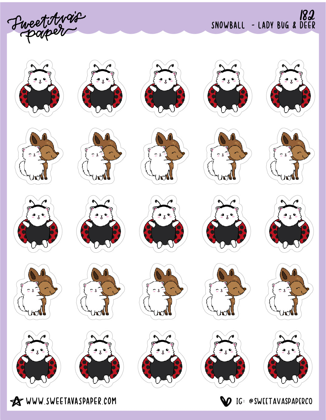 Woodland Friends Stickers - Snowball The Cat - [182]