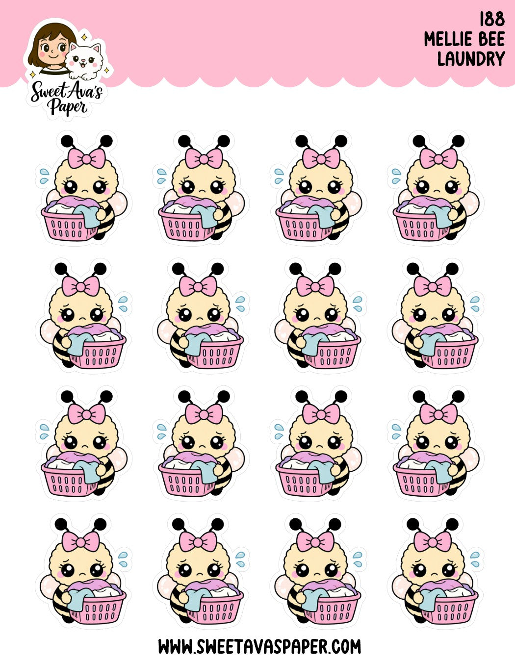 Mellie Bee Laundry Day Planner Stickers [188]