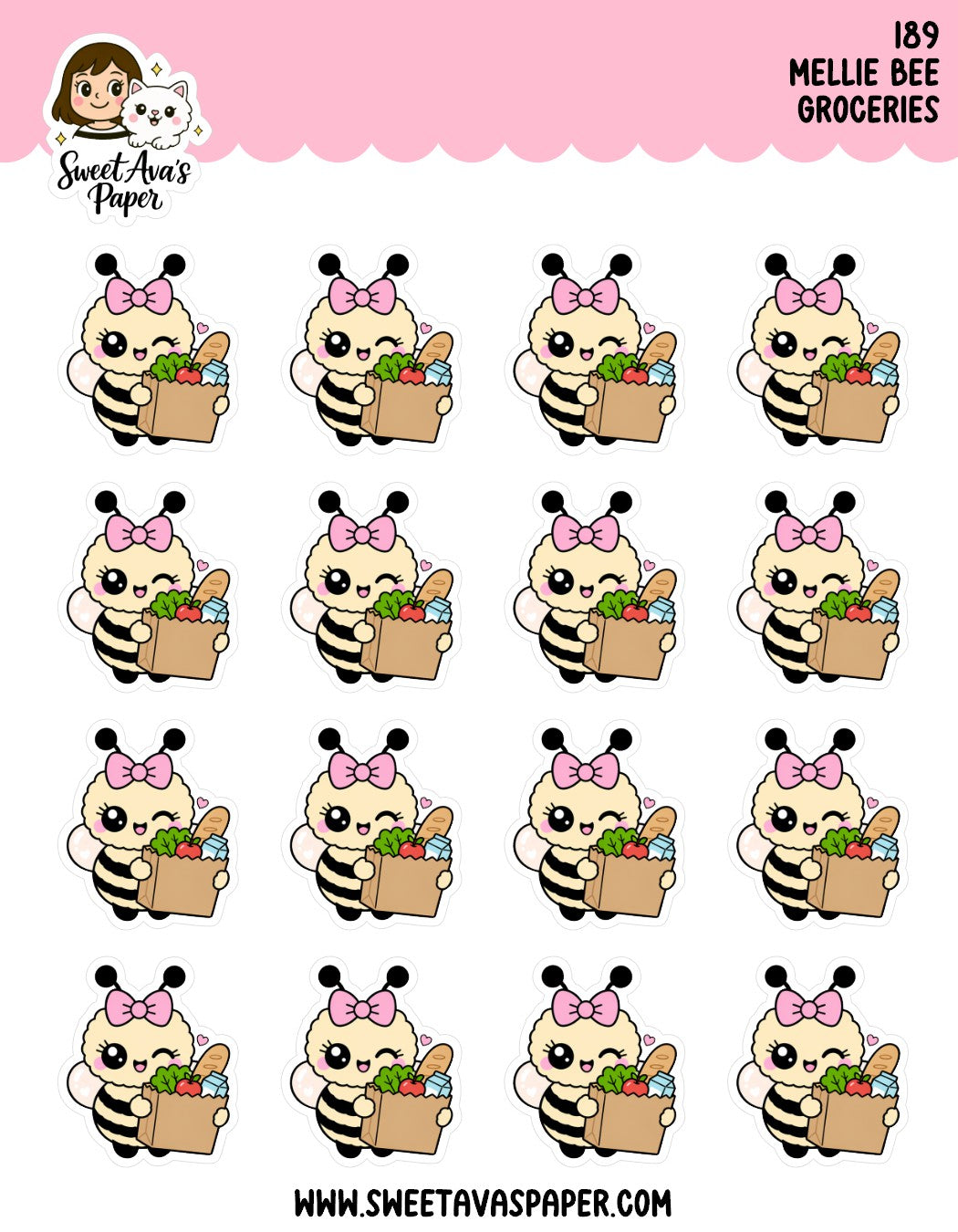 Mellie Bee Grocery Shopping Planner Stickers [189]