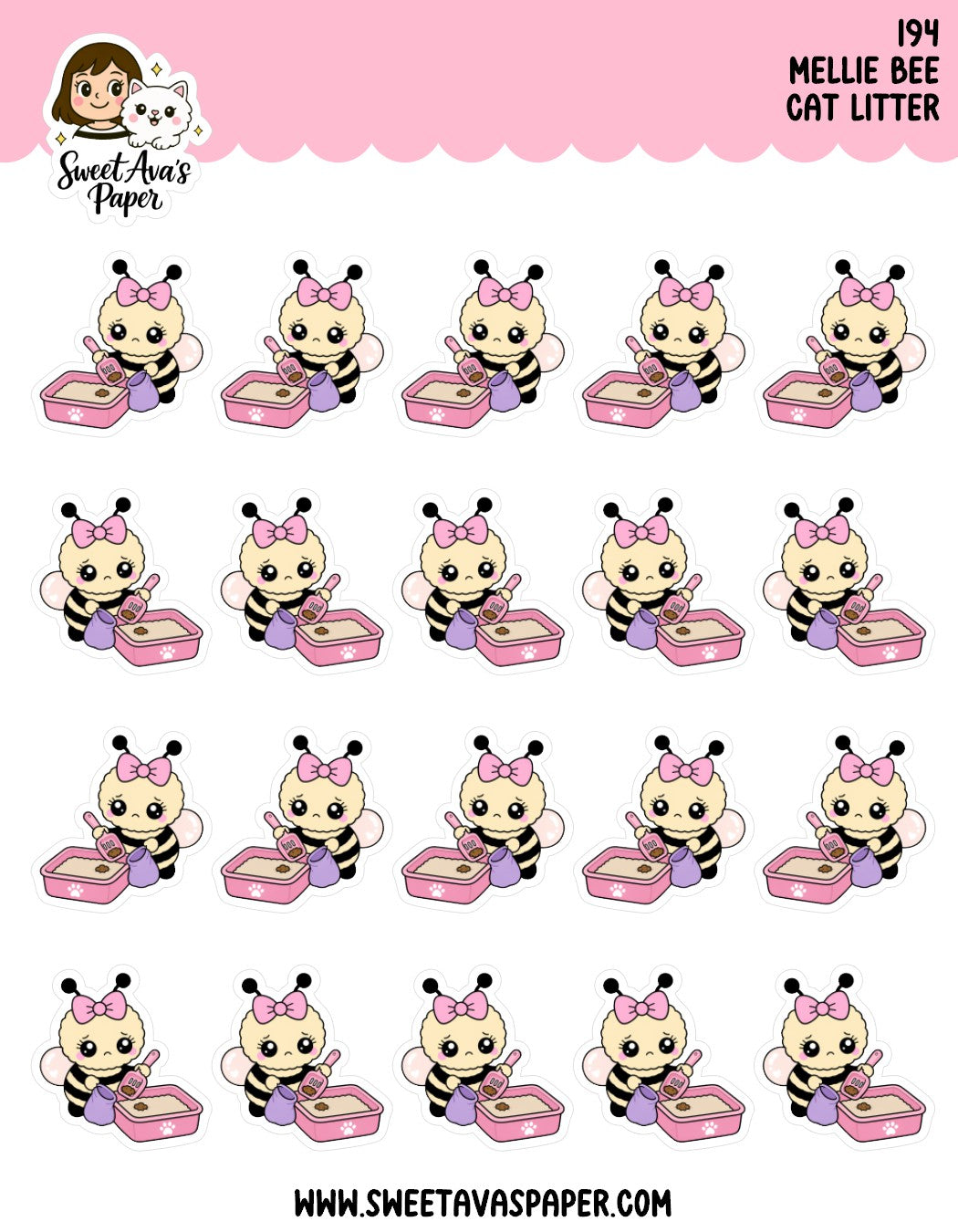 Mellie Bee Cat Litter Planner Stickers [194]