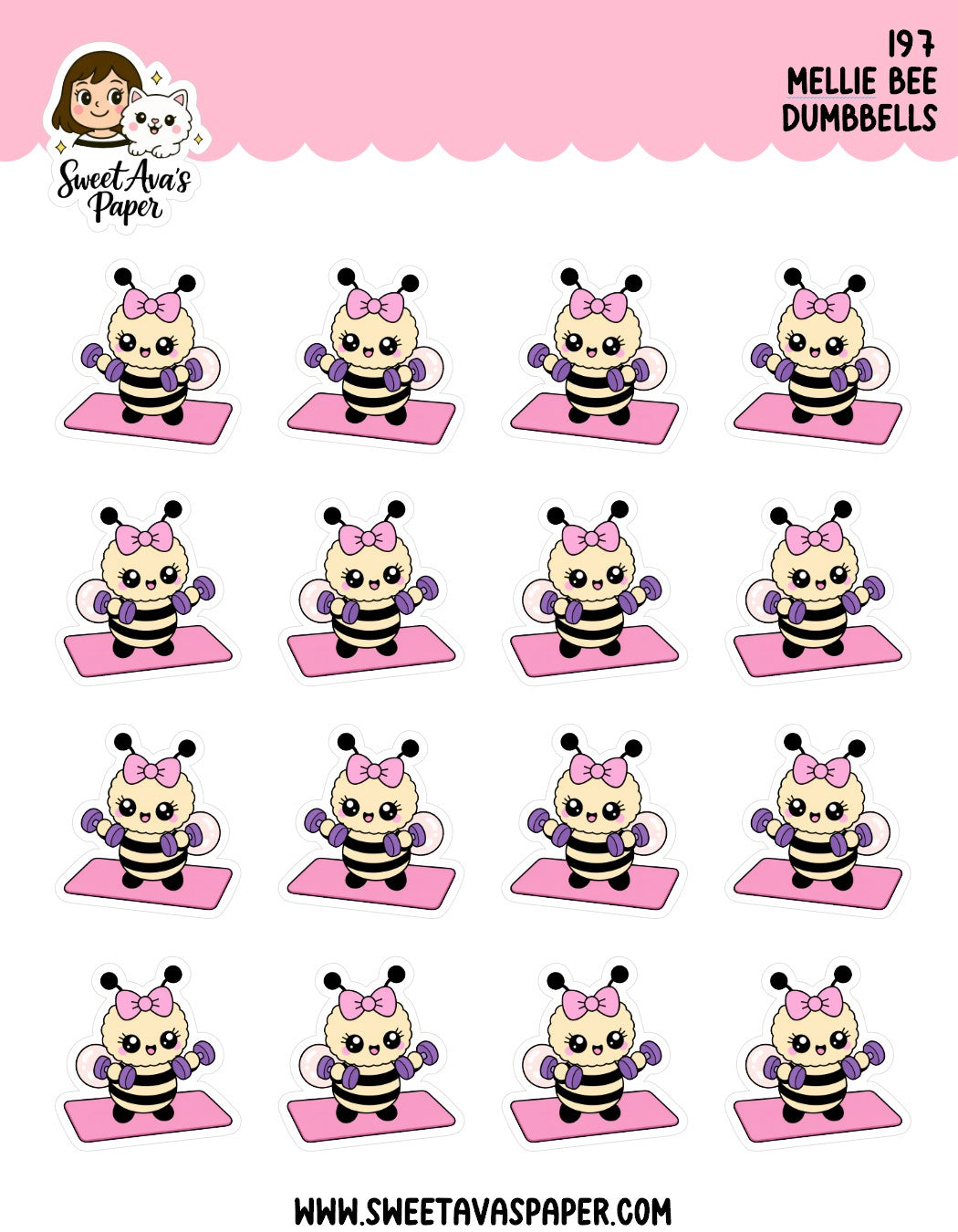 Mellie Bee Dumbbells Weight Lifting Planner Stickers [197]