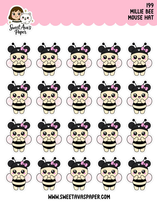 Mellie Bee Mouse Hat Planner Stickers [199]
