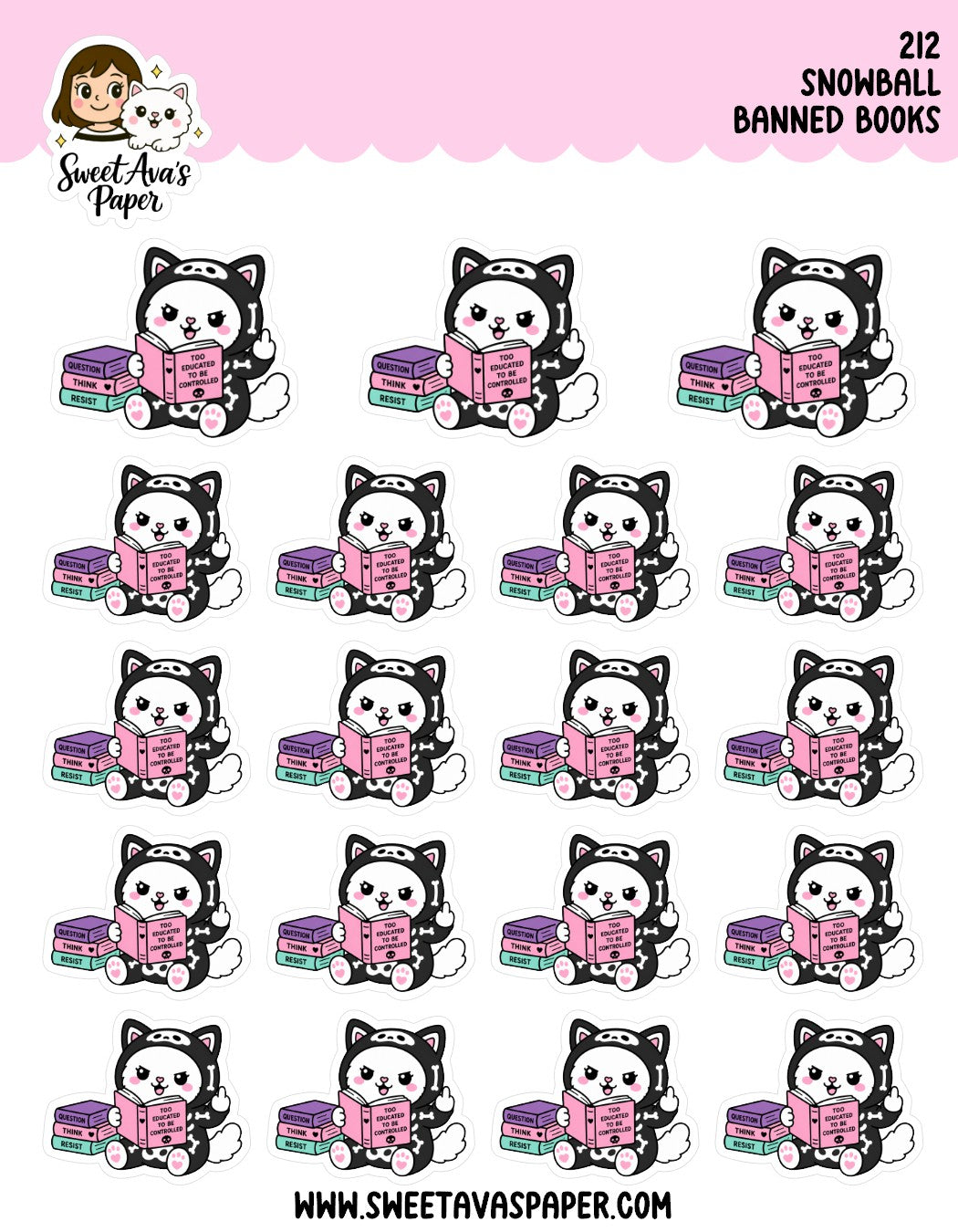 Snowball The Cat Banned Books Planner Stickers [212]