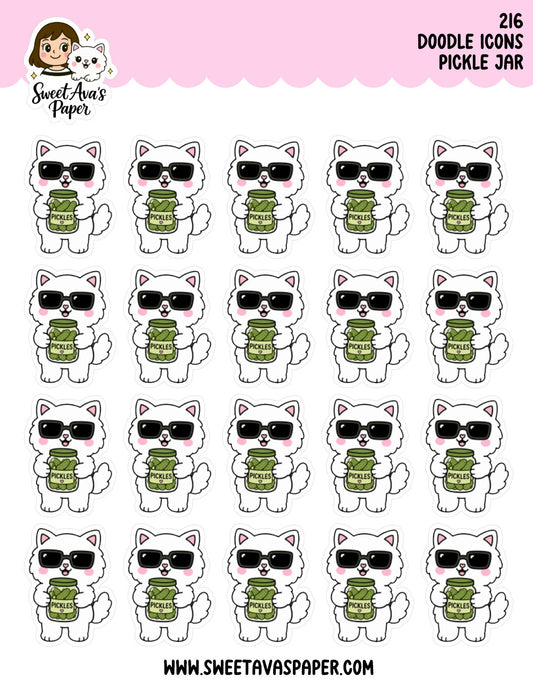Snowball The Cat Pickle Jar Planner Stickers [216]