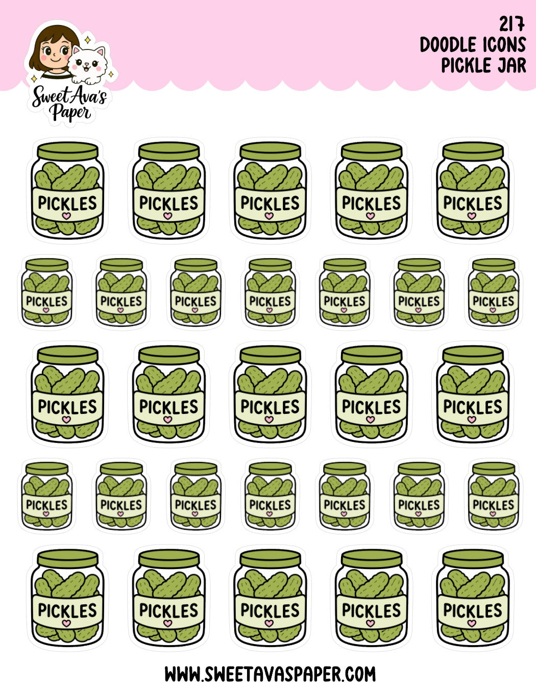 Pickle Jar Doodle Icons Planner Stickers [217]